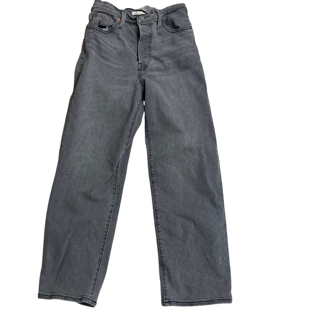 Levi's Women's ribcage straight ankle grey preowned 501 Leg Jeans Gray Size 25